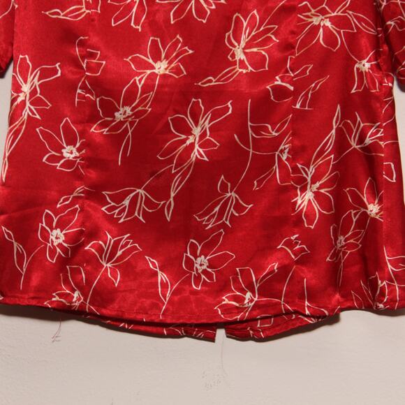 Vintage Wet Seal Satin Floral Top No size tag Short sleeve - Picture 7 of 7